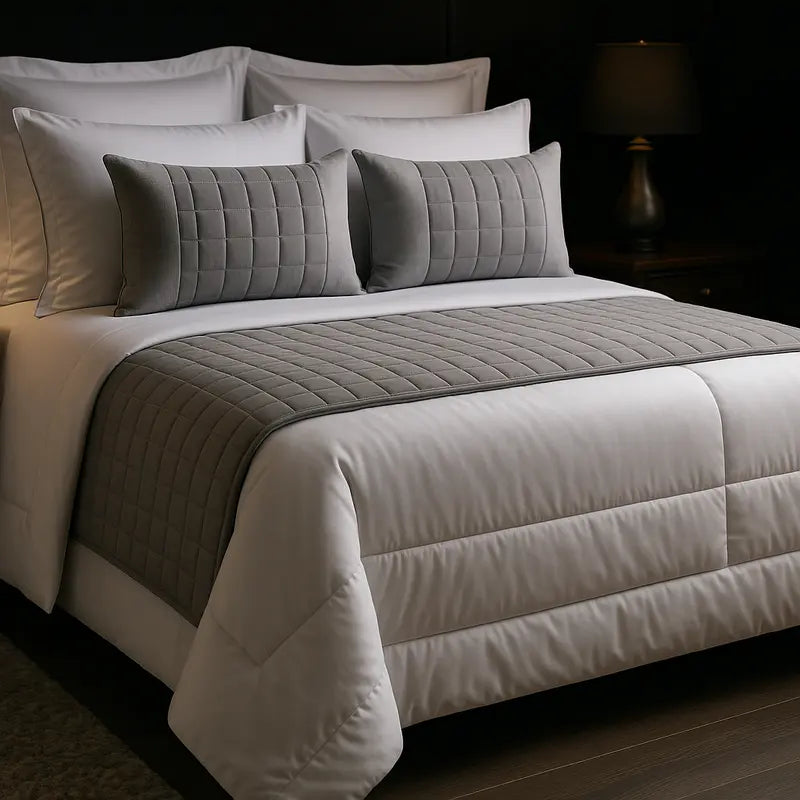 Kit Peseira Queen Copacabana 5 Peças – Percal 300 Fios Acetinado • Almofadas Cheias • Toque Macio