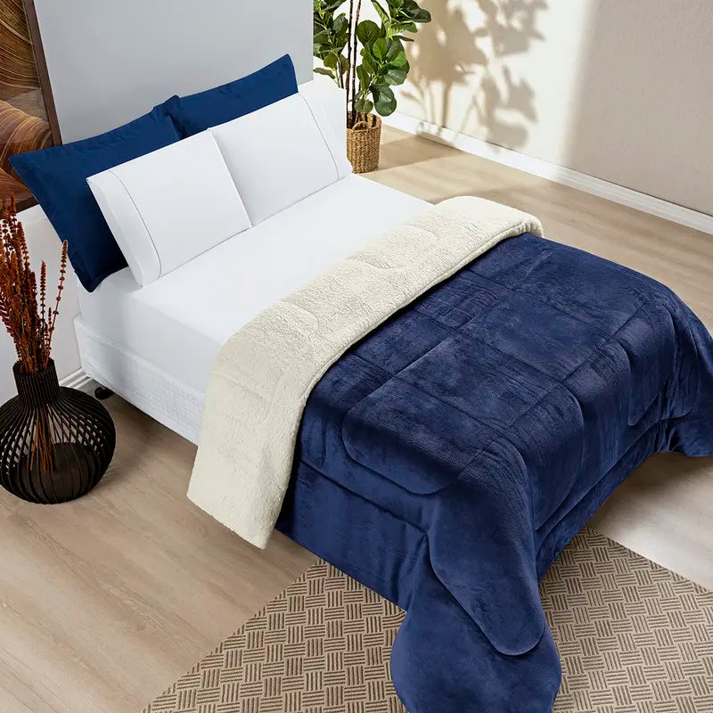 COBERDROM SHERPA – MANTA FLANELL + PELE DE CARNEIRO SINTÉTICA