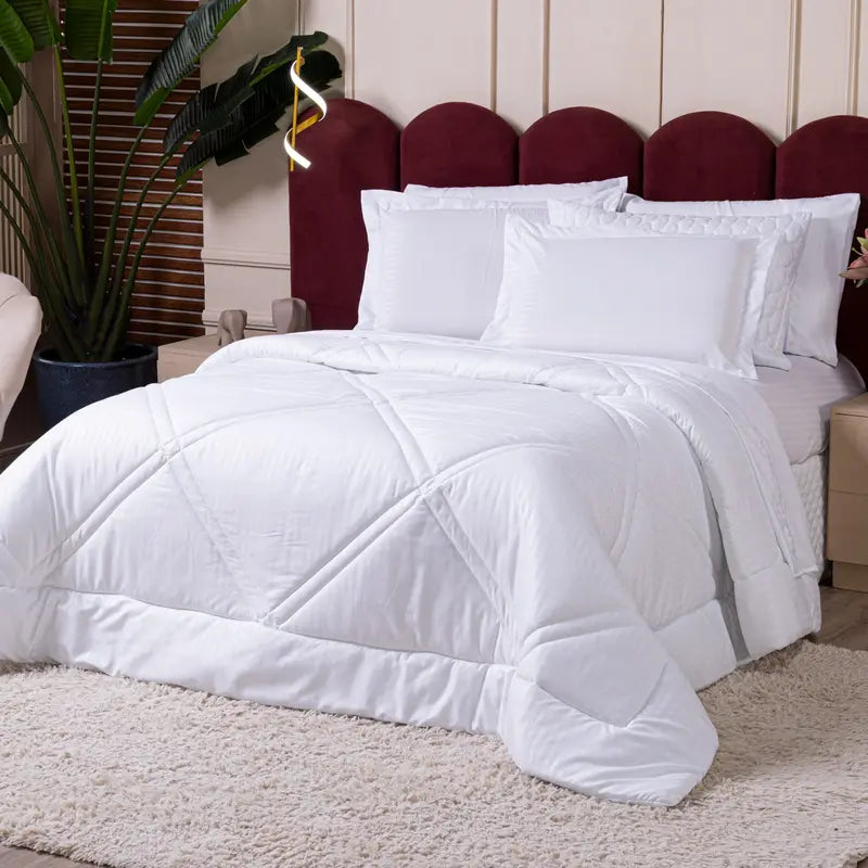 Kit Edredom Mônaco – Percal Soft 300 Fios Fitado, Toque Acetinado e Conforto Absoluto