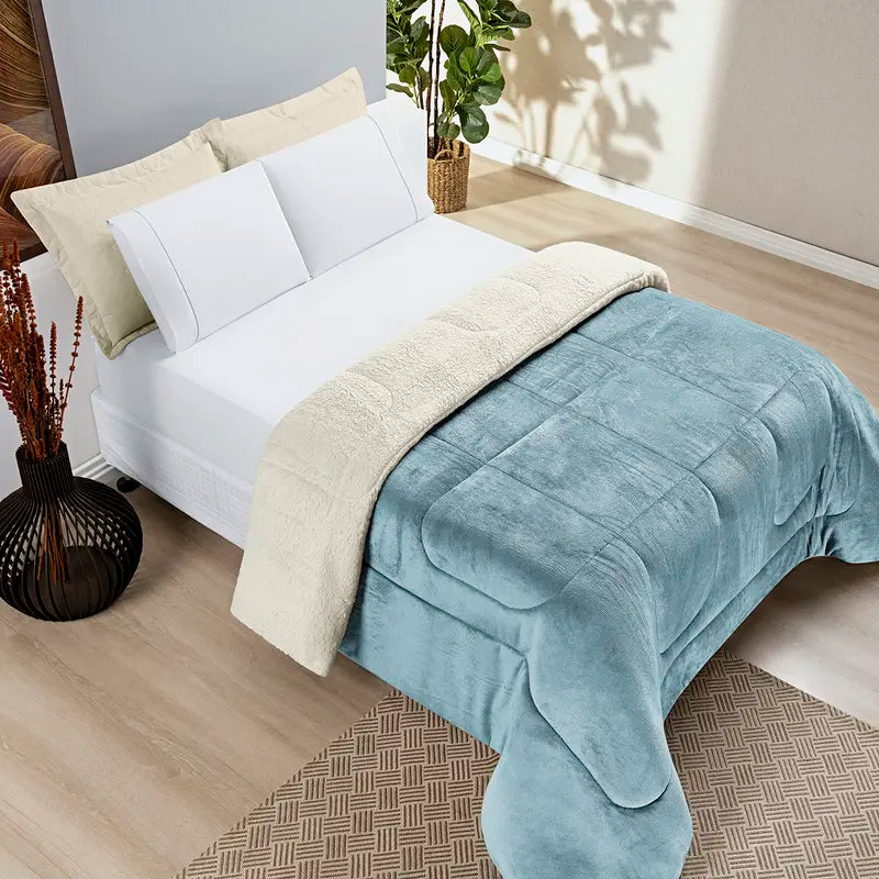 COBERDROM SHERPA – MANTA FLANELL + PELE DE CARNEIRO SINTÉTICA