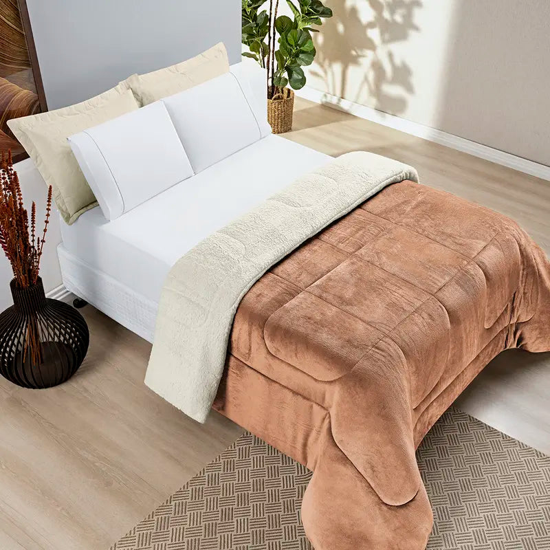 COBERDROM SHERPA – MANTA FLANELL + PELE DE CARNEIRO SINTÉTICA