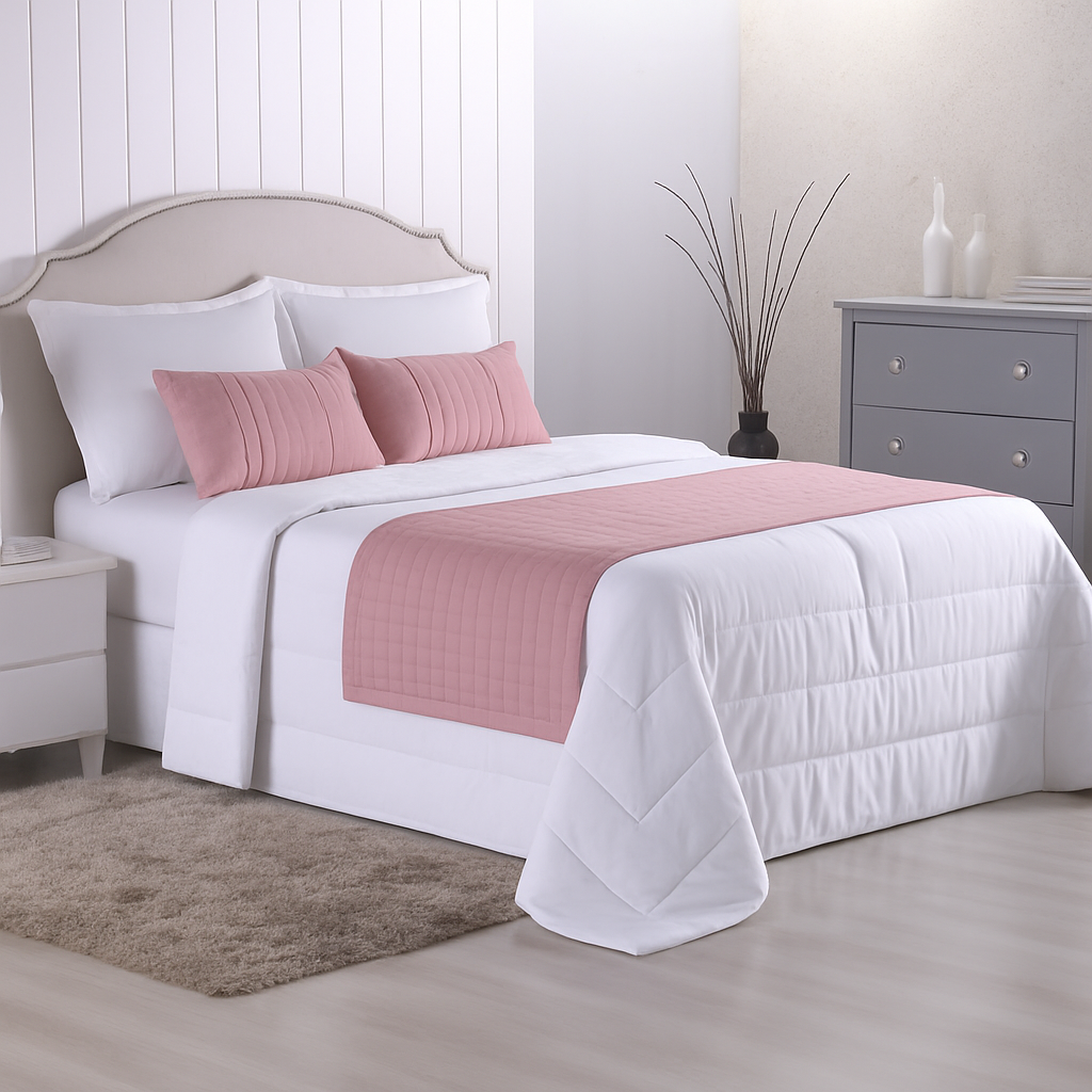 Kit Peseira Queen Copacabana 5 Peças – Percal 300 Fios Acetinado • Almofadas Cheias • Toque Macio