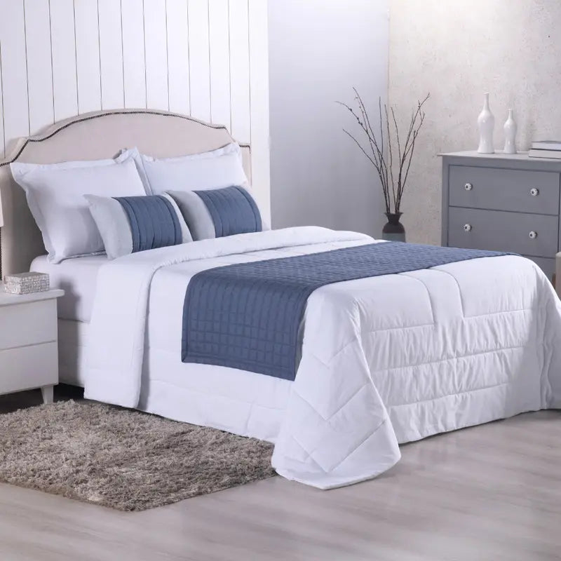 Kit Peseira Queen Copacabana 5 Peças – Percal 300 Fios Acetinado • Almofadas Cheias • Toque Macio