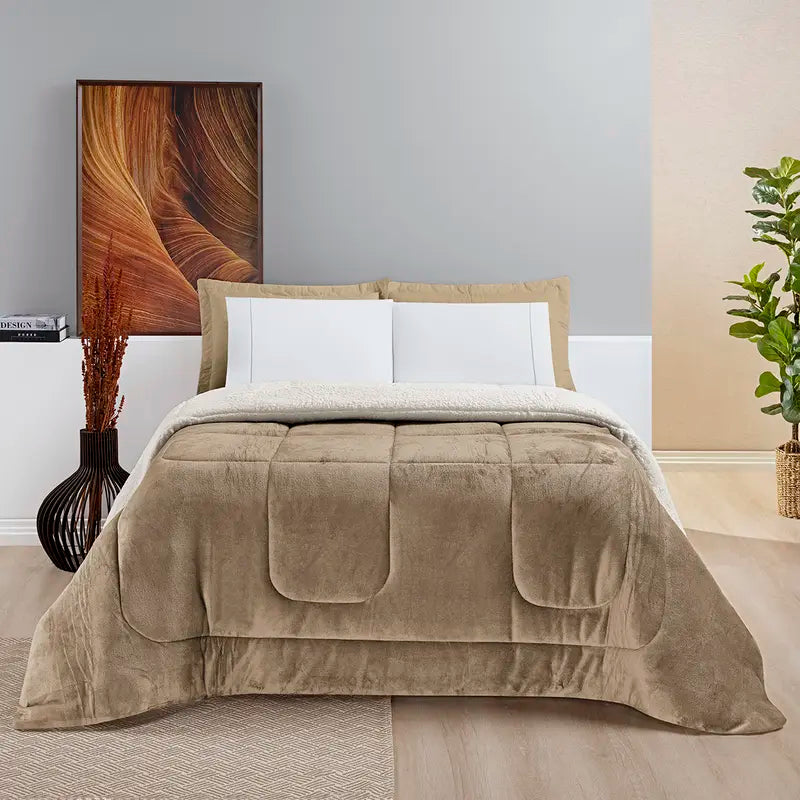 COBERDROM SHERPA – MANTA FLANELL + PELE DE CARNEIRO SINTÉTICA